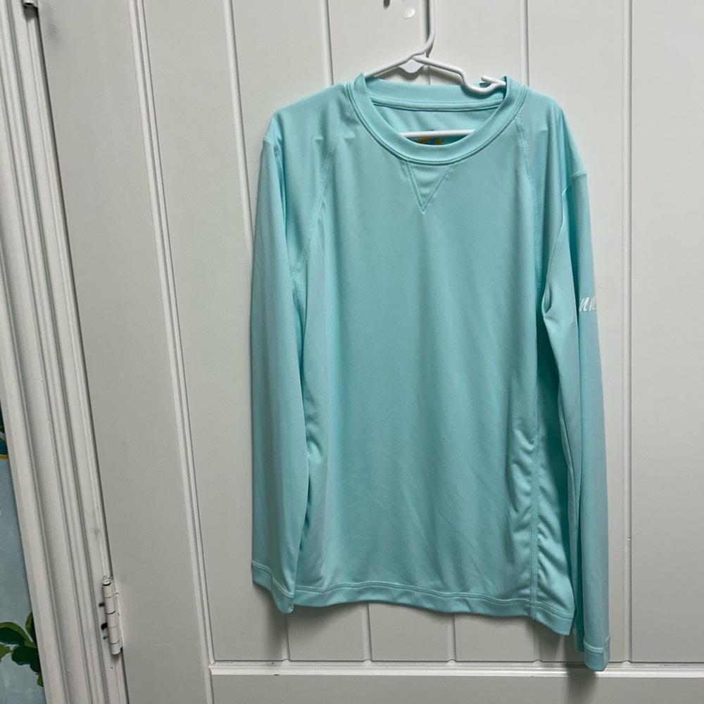 johnnie-O Kids Long-Sleeve Swim Rashguard in Light Aqua